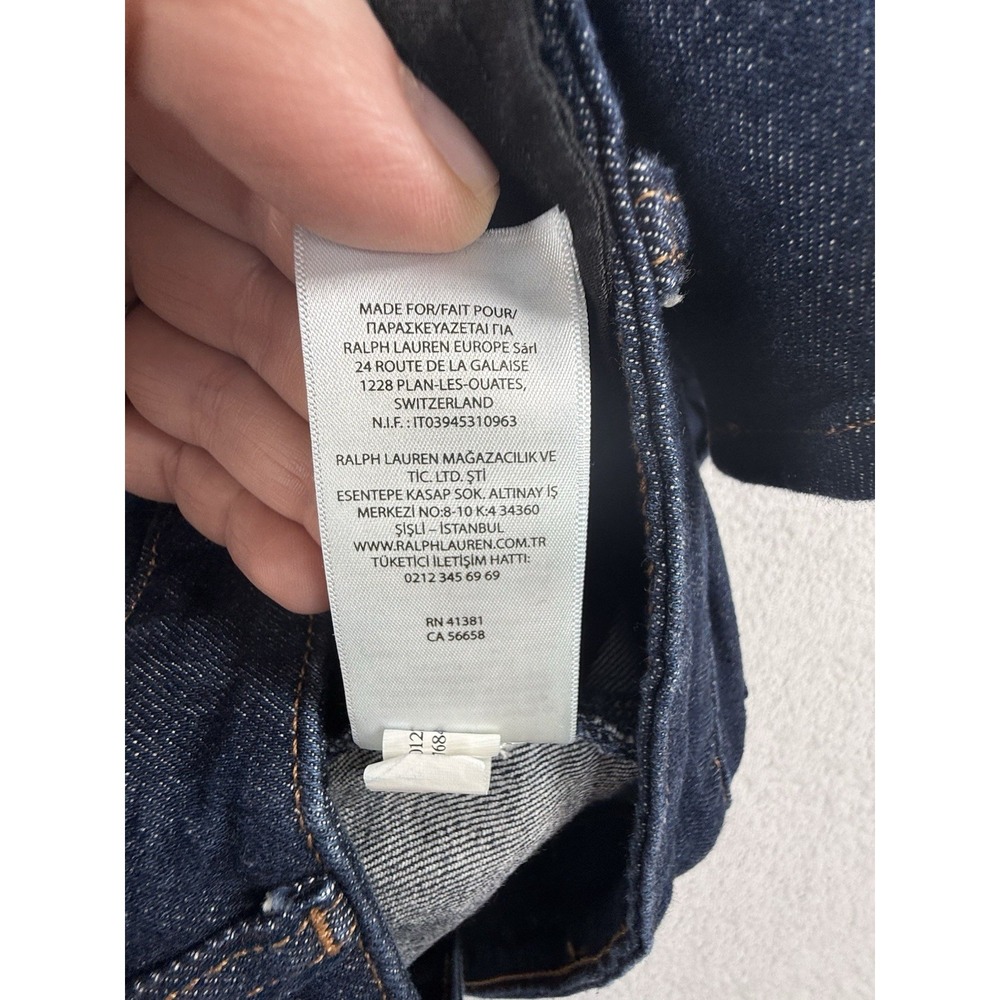 dark wash blue Lauren Ralph Lauren stretch denim pencil skirt with a back slit 8 - Picture 16 of 16
